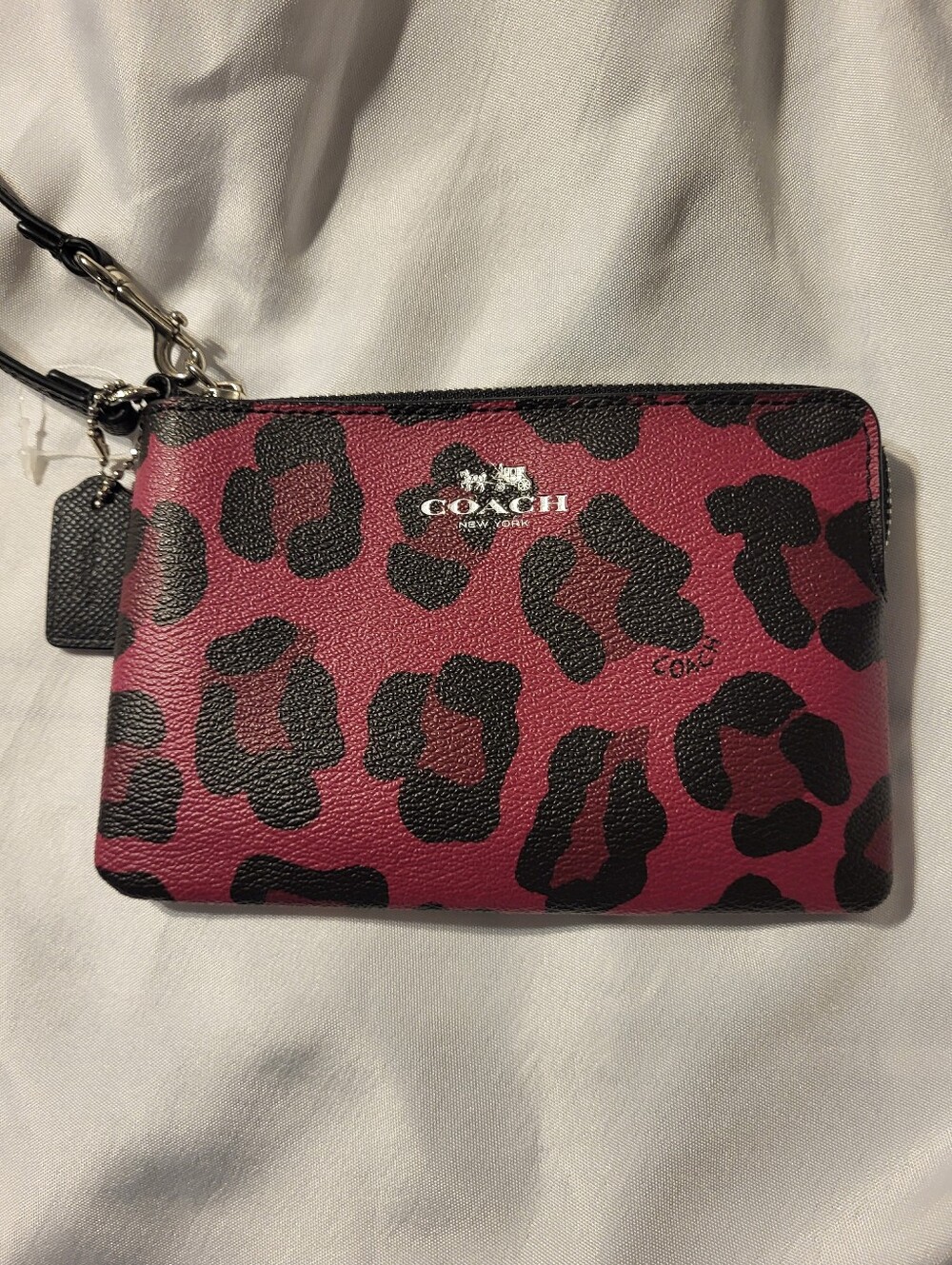 Coach Pink Leopard Animal Print Ocelot Wristlet Wallet - Picture 2 of 11